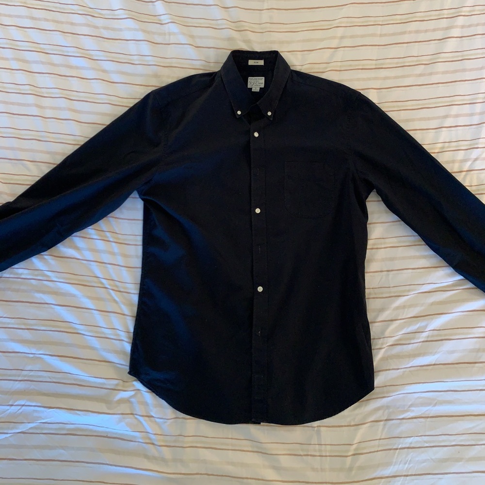 J.Crew, slim secret wash stretch black shirt, size L